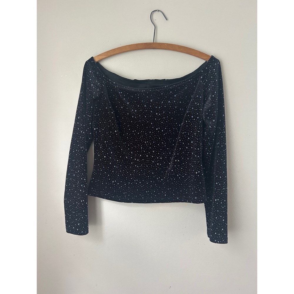 Vintage Scott McClintock Velvet Top Long Sleeve Sparkle Whismigoth Gothglam